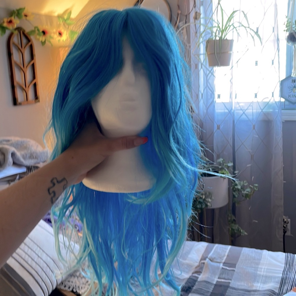 Blue wig